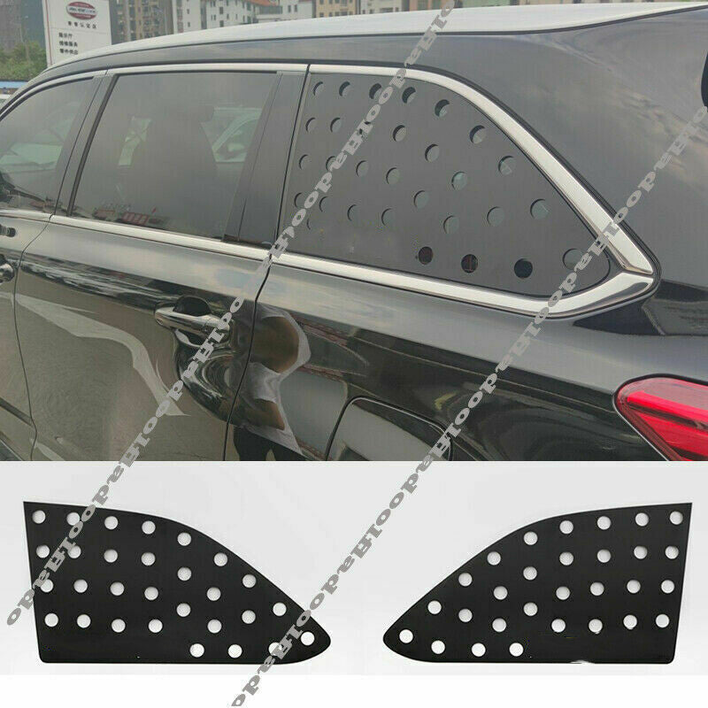 Black Rear Side Window Louver Shutter Cover Trim for Toyota Highlander 2014-2019