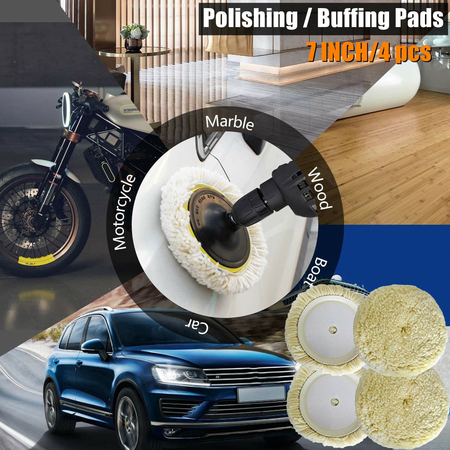 Polishing Pad Buffer Pad 7-inch Wool Hook Buffer Pad for Polishing and Polishing
