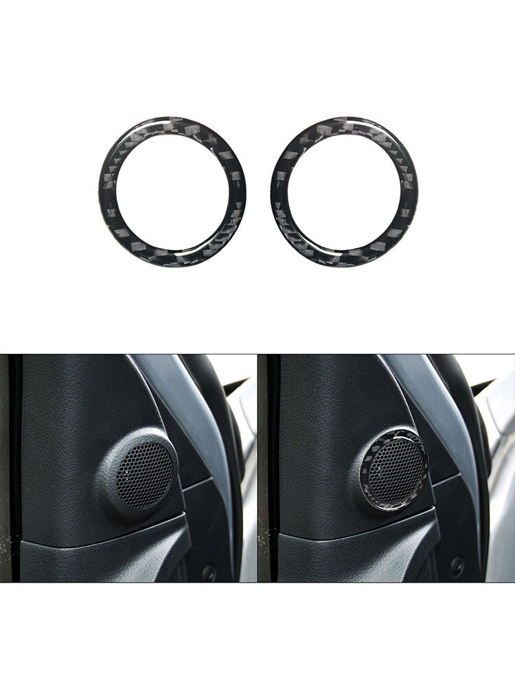 2Pcs Car Door Speaker Ring Trim Cover Carbon Fiber for Toyota Tundra 2007-2013