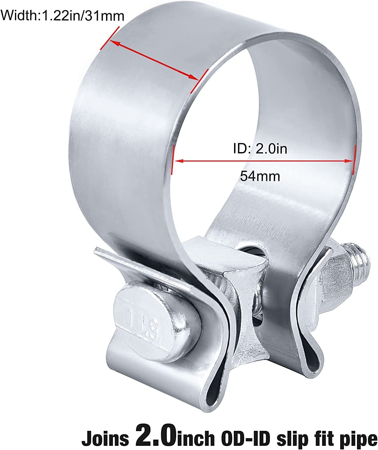 new 2-Piece 2-inch T409 Stainless Steel Narrow Strip Exhaust Clip Sealing Strip 2-inch