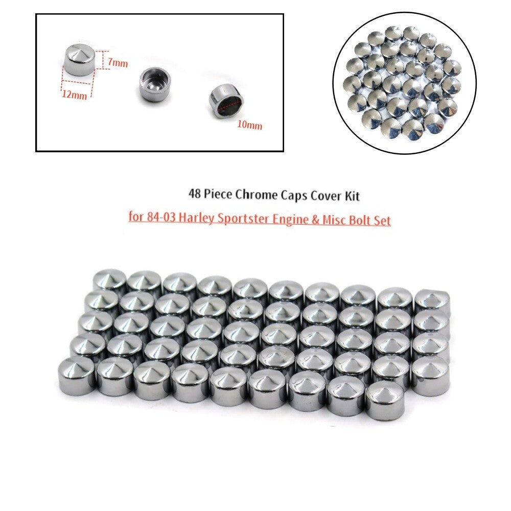 Chrome 48x Engine Full Bolt Cover Caps Kit for Harley Sportster  Misc Bolt Nut
