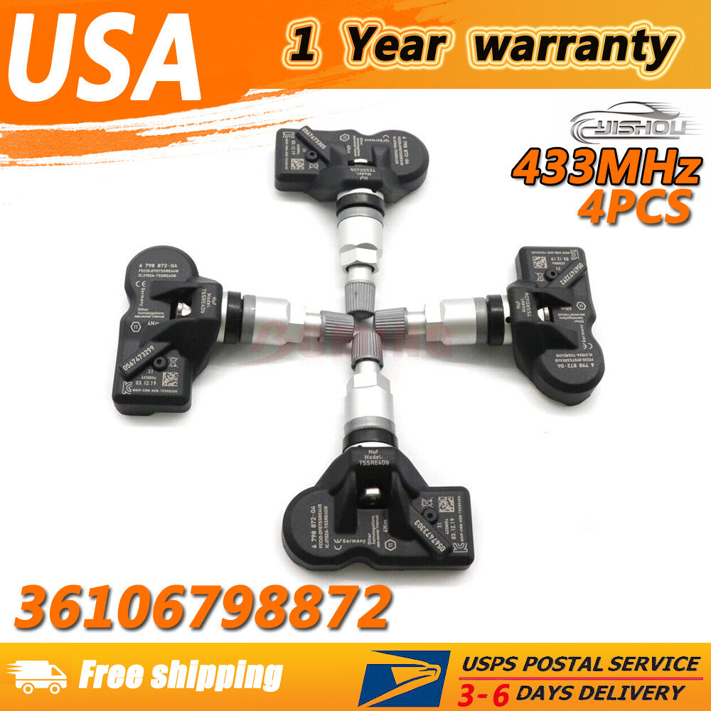 4PCS 433MHz TPMS SENSOR for BMW 5 6 7 Series M5 M6 X4 Z4 36106798872 36106890964