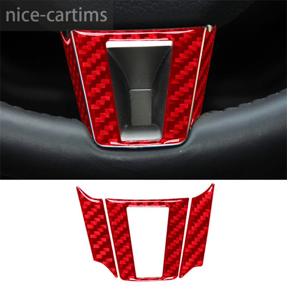 Red Carbon Fiber Steering Wheel Lower U-Shaped Panel Cover for Jaguar XF 2009-11