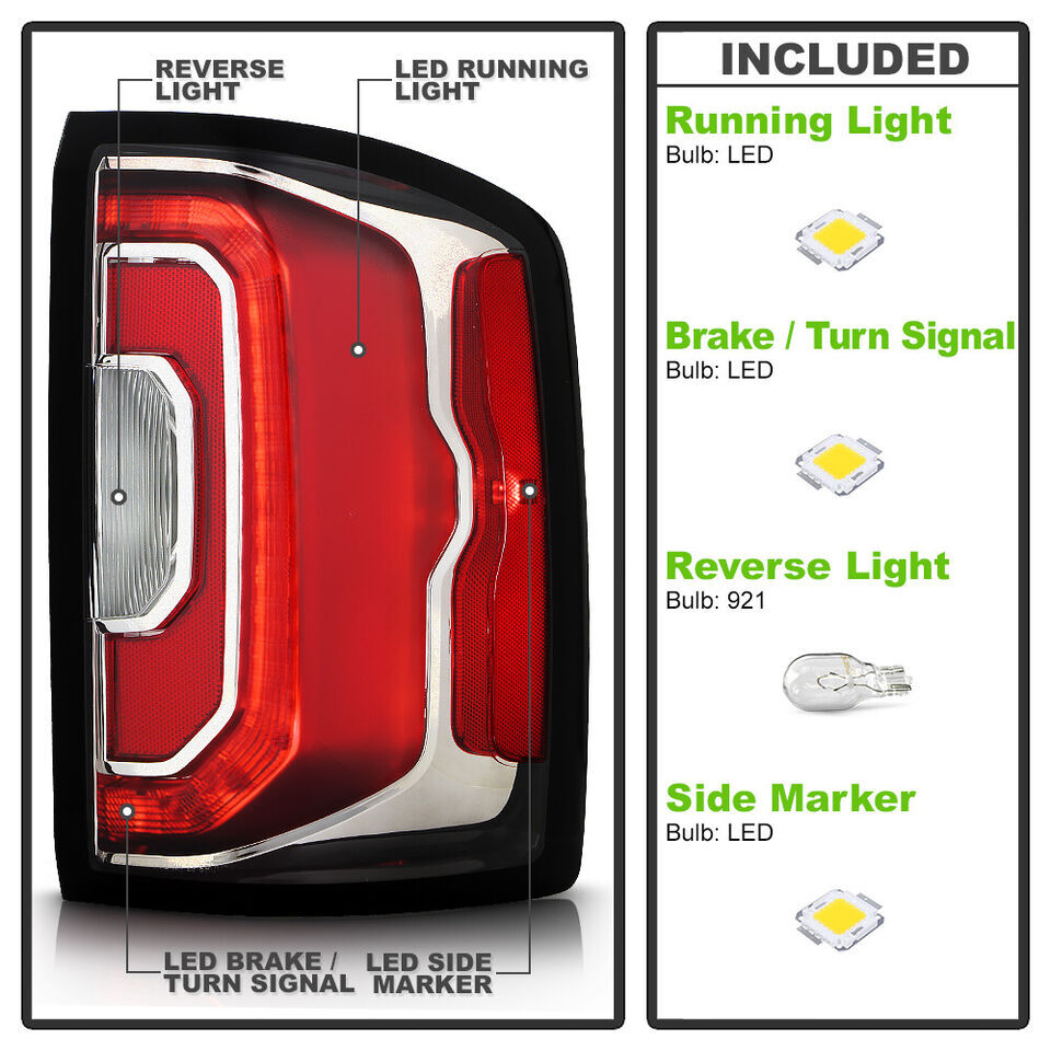 LED taillights and brake lights for 2016 and 2017 for GMC for Sierra 1500 passenger side.