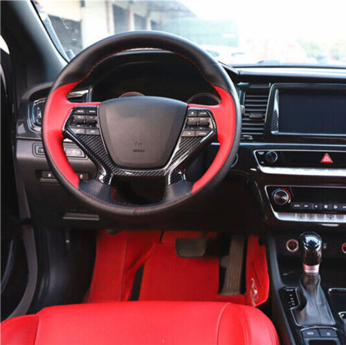 for Hyundai Sonata 2015-2019 Carbon ABS Steering Wheel Button Frame Cover Trim