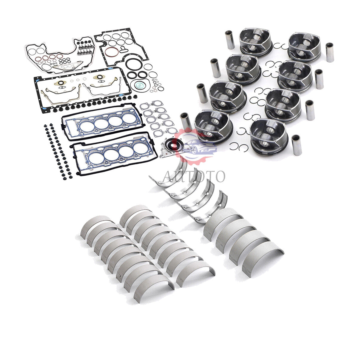N62 Engine Overhaul Rebuild Kit - Pistons Rings Set 11257515760 Fit for BMW 545i
