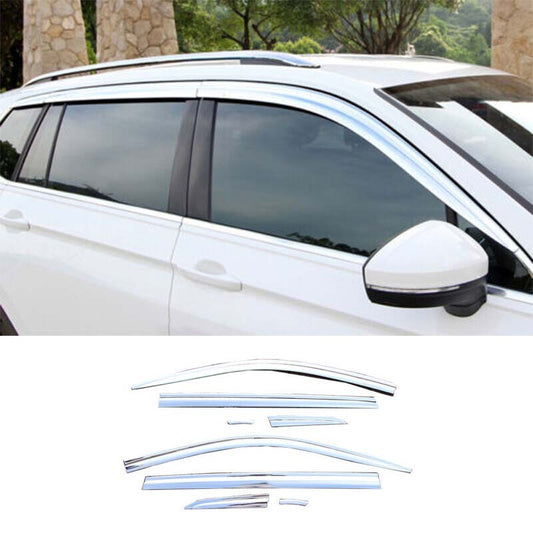 Sun Rain Guard Visor Shades ABS Window Silver for Volkswagen for Tiguan 2017-2021
