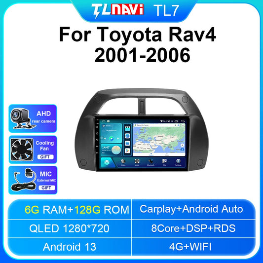 for Toyota RAV4 2001-2006 Android CarPlay Car Radio GPS Multimedia Player Screen