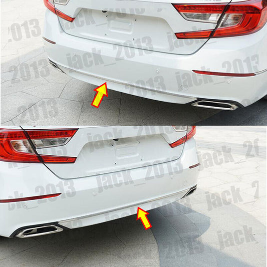 For 18-22 for Honda Accord 10th Chrome Steel Rear Bumper Strip Protector Cover Trim