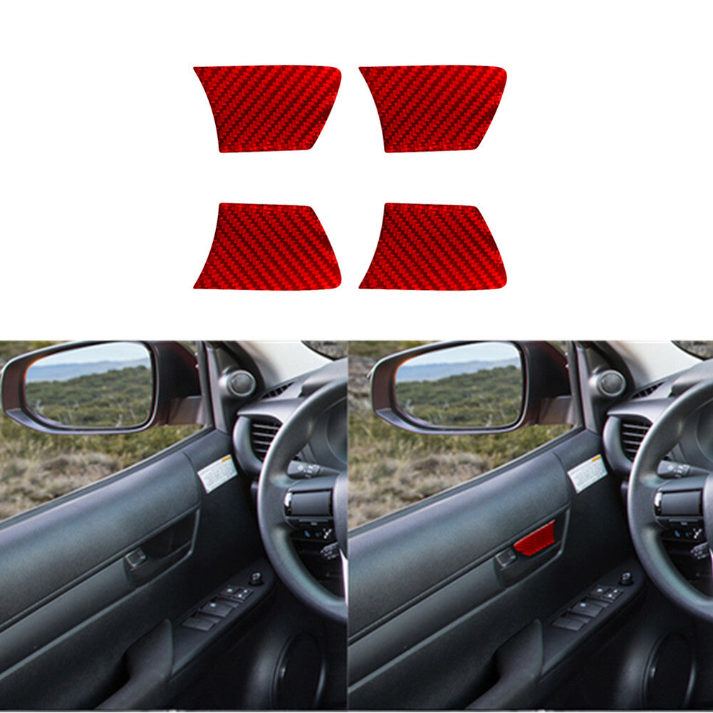 4X Red Carbon Fiber Door Door Inner Bowl Cover Trim for Toyota Hilux 2015-2021