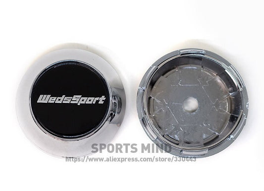 4x69mm Weds Sport Black with Silver Edge Cap Decal Badge Wheel Center Cap Hub Cover