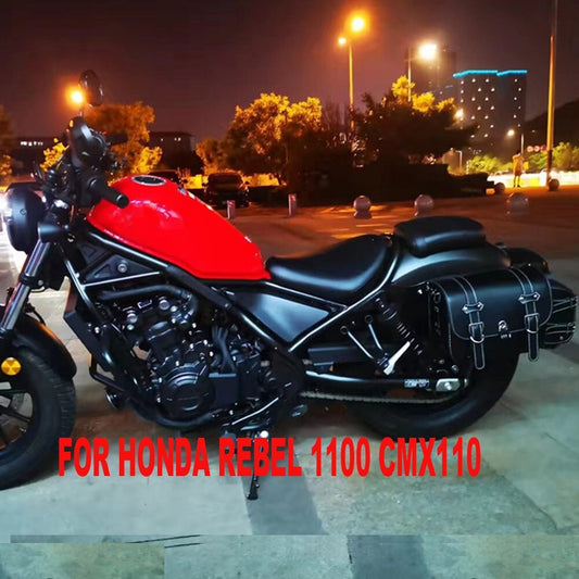 BLACK SADDLE SUPPORT BAG SIDE FRAME COVER LEATHER for HONDA REBEL CMX 1100 21-22