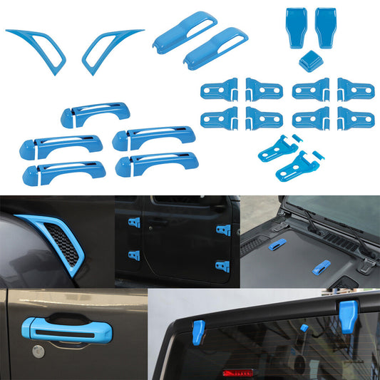 37¡ÁLight Blue Exterior Accessories Full Set Trim for Jeep for Wrangler JL 4Dr 2018+