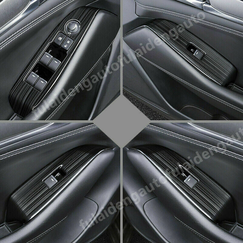 4X for Mazda 6 Atenza 2019-21 Black Titanium Window Lift Switch Panel Cover Trim