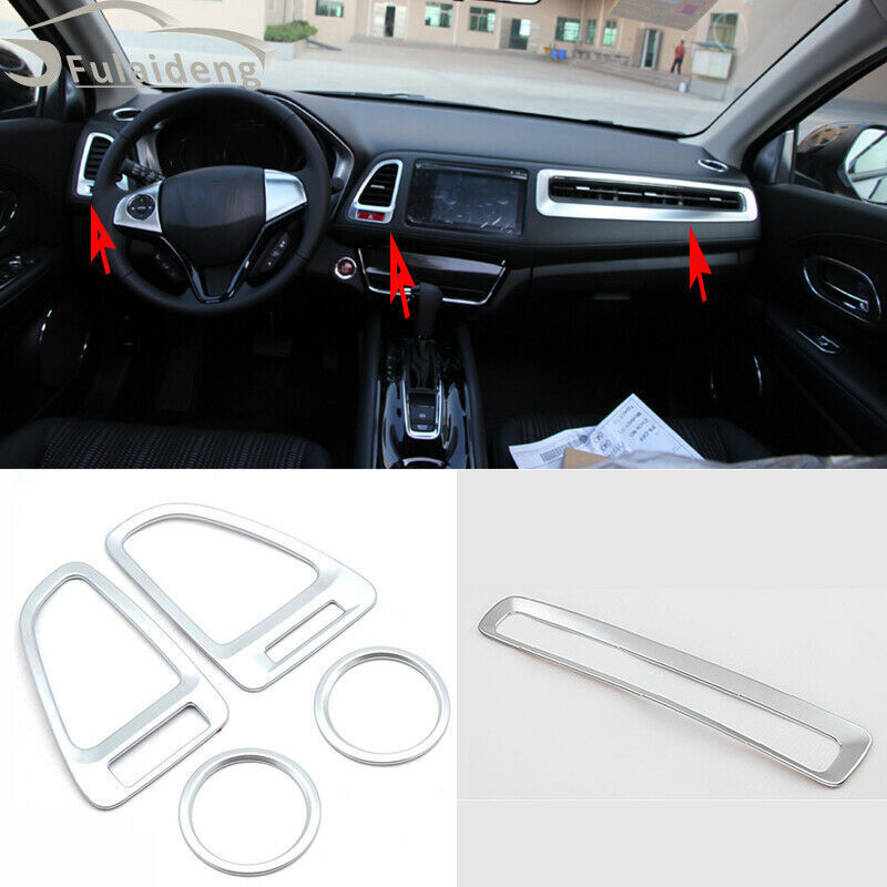 for Honda HR-V 2016-2022 Silver Central Console Air Outlet Vent Cover Trim 5Pcs