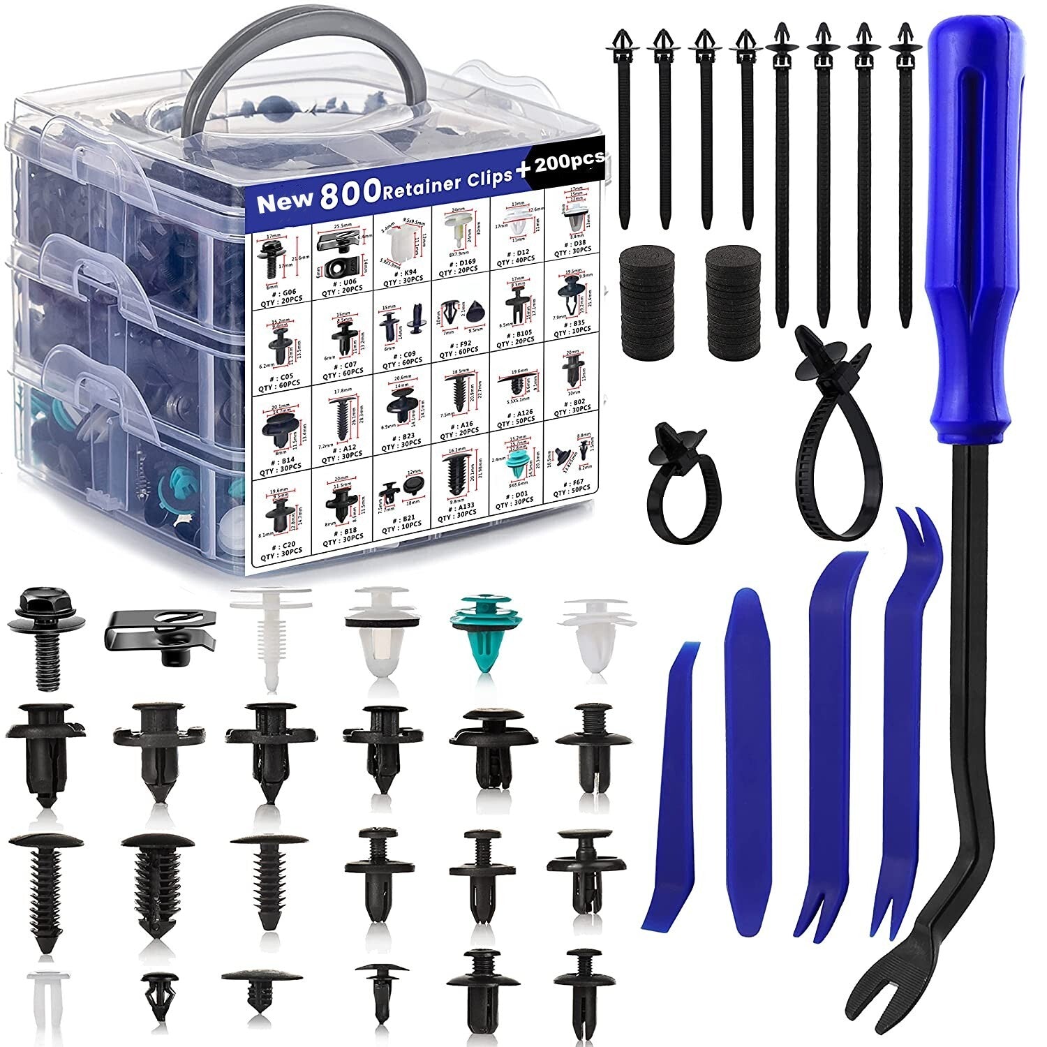1000-piece set of automotive fixing clips, automatic fasteners, push-button decorative clips, pins, rivets, bumper kit