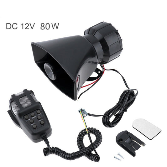 Car Truck MIC System 80W Loud Horn 110dB 7 Sounds Tone Speaker Microphone