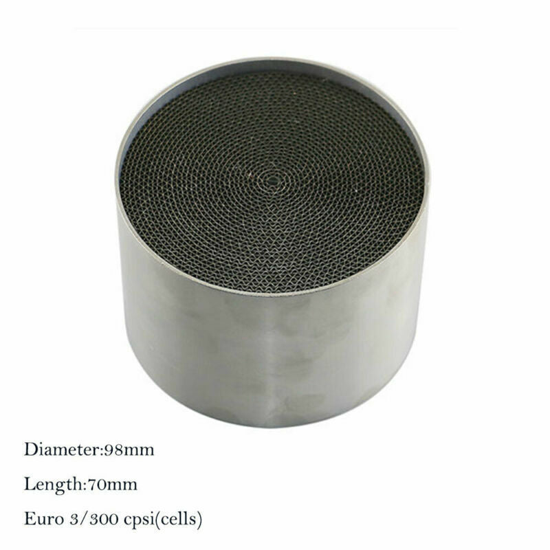 1X Universal Metal Catalytic Converter High Flow 98mm Euro3 300cpsi Cell 9870mm