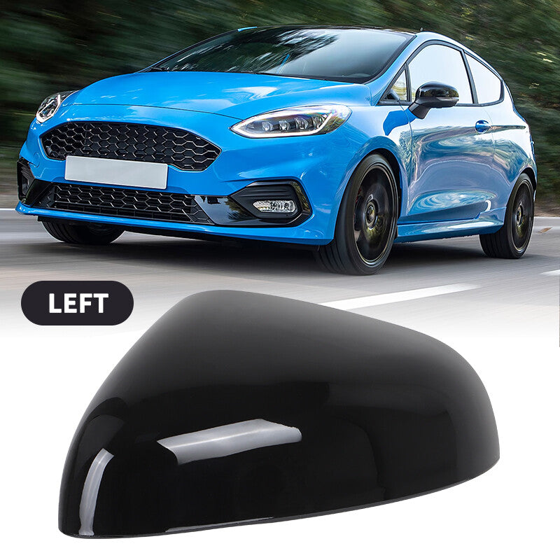 Left Driver Side Door Wing Mirror Cover Cap Black Fit for Ford Fiesta 2018-2023