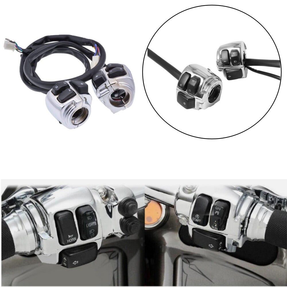 Chrome 1 25mm Handlebar Controls Switches+Wiring Harness for Harley Sportster