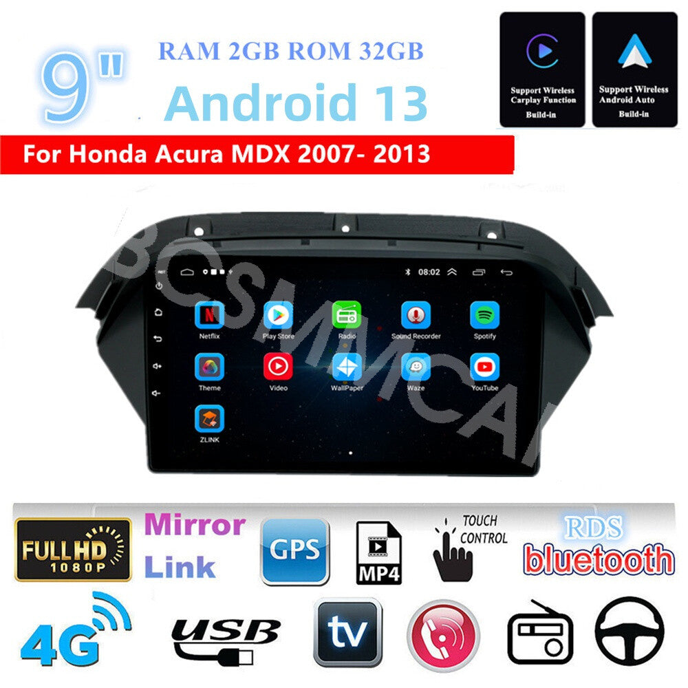 Fit for Acura MDX 2007-2013 9 Android 13 Car Stereo Radio GPS WIFI Navi Player