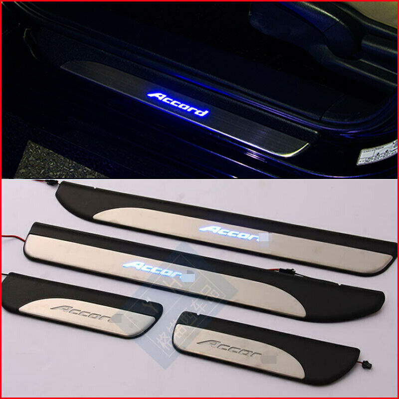 LED Illuminated Door Sill Scuff Plate Guards Trim New for Honda Accord 2014-2017