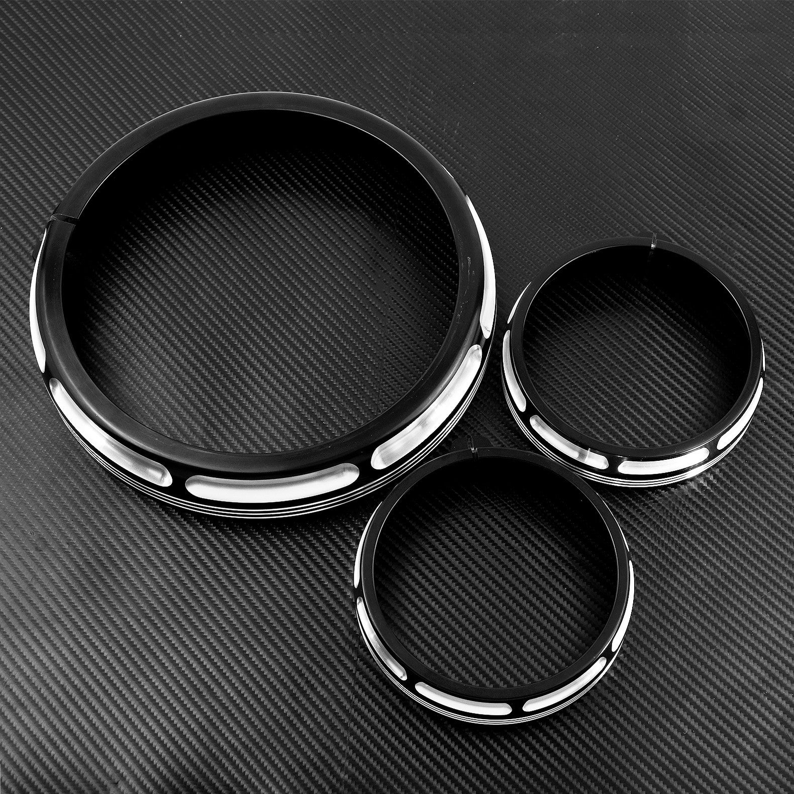 4.5 Auxiliary Fog Lamps Trim Ring  7 Burst Headlamp Fit for Harley Touring