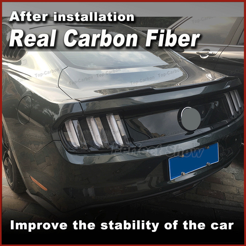 REAL Carbon Rear Trunk Boot Lip Spoiler Wing for Ford for Mustang 6th 2-Door 2015-17