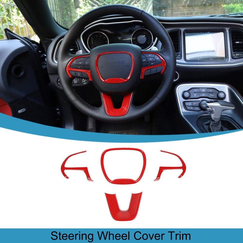 4PCS Steering Wheel Trim Panel Cover for Dodge for Challenger /Charger 2015-2023