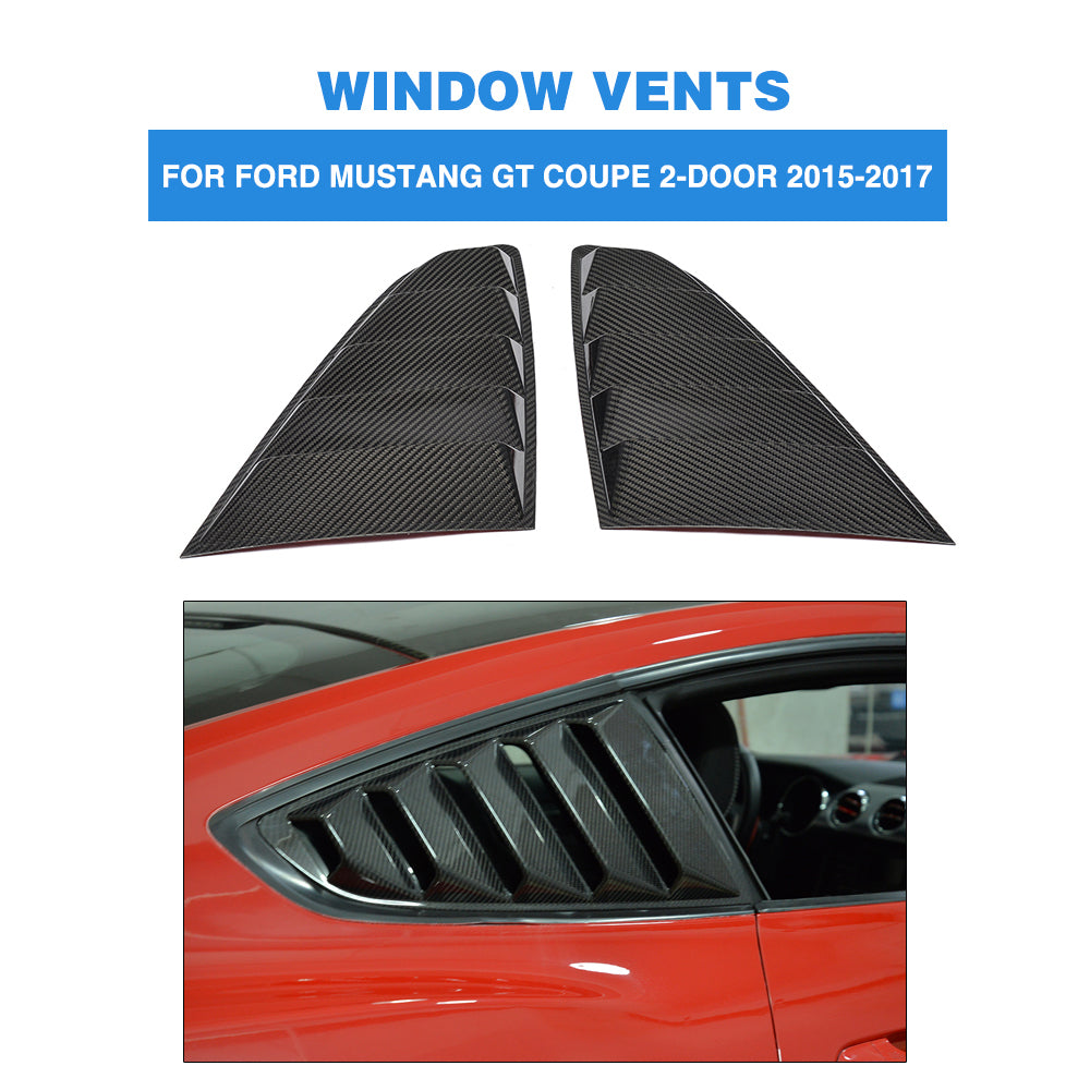Carbon Fiber Side Window Quarter Scoop Louver Vent Cover for Ford for Mustang 15-17