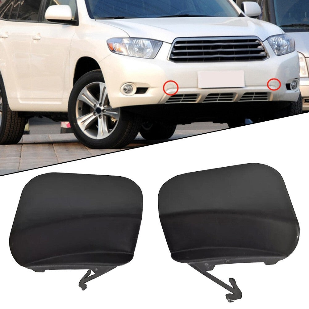 Black Unpainted Tow Hook Eye Cover Cap for Toyota For Highlander 2008 2011