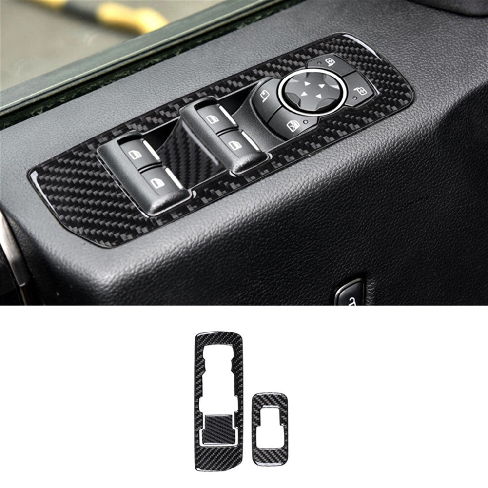 Carbon Interior Front Door Window Switch Lift Panel Trim Cover for Ford F-150