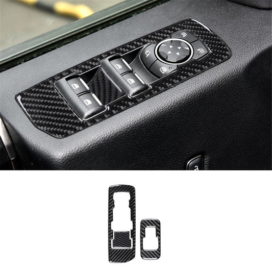 Carbon Interior Front Door Window Switch Lift Panel Trim Cover for Ford F-150