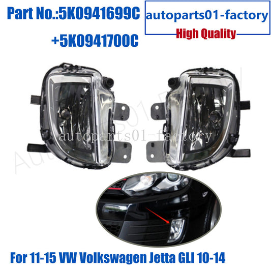 1Pair Front Fog Lights Bumper Lamps For 11-15 for VW for Volkswagen for Jetta GLI 10-14 GTI