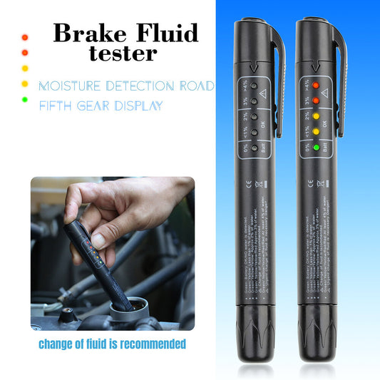 NEW Brake Fluid Tester Pen 5 LED Auto Oil Moisture Diagnostic Tool For DOT3 DOT4