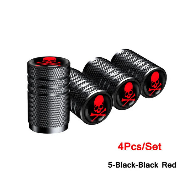 4-Piece Car Tire Valve Cover Stem Air Dust Cover Black Punisher Skull  for ford