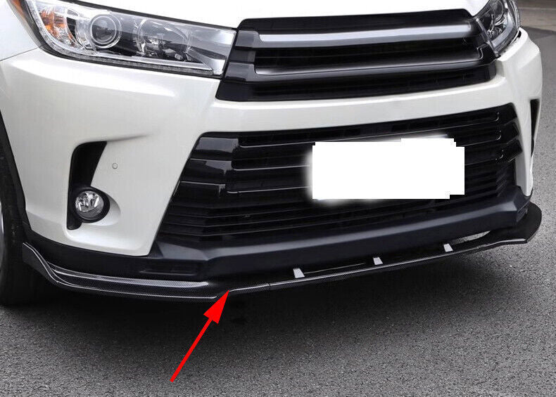 Bumper Lip Spoiler Bodykit Refit for Toyota Highlander 17-19 Gloss Black Front