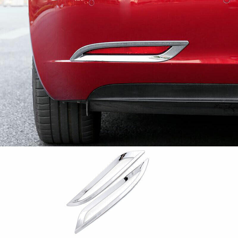for Tesla Model 3 2017-23 Chrome Exterior Rear bumper Fog Light Frame cover Trim