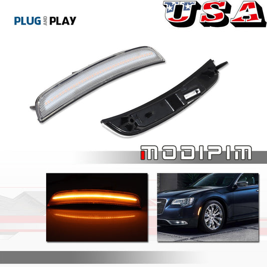Transparent lens with LED front marker light for 2015-2023 for Chrysler 300 300C