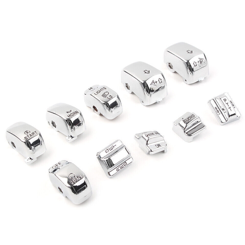 Hand Control Switch Cover Housing Button Cap Set Fit for Harley Touring 96-13 Chrome