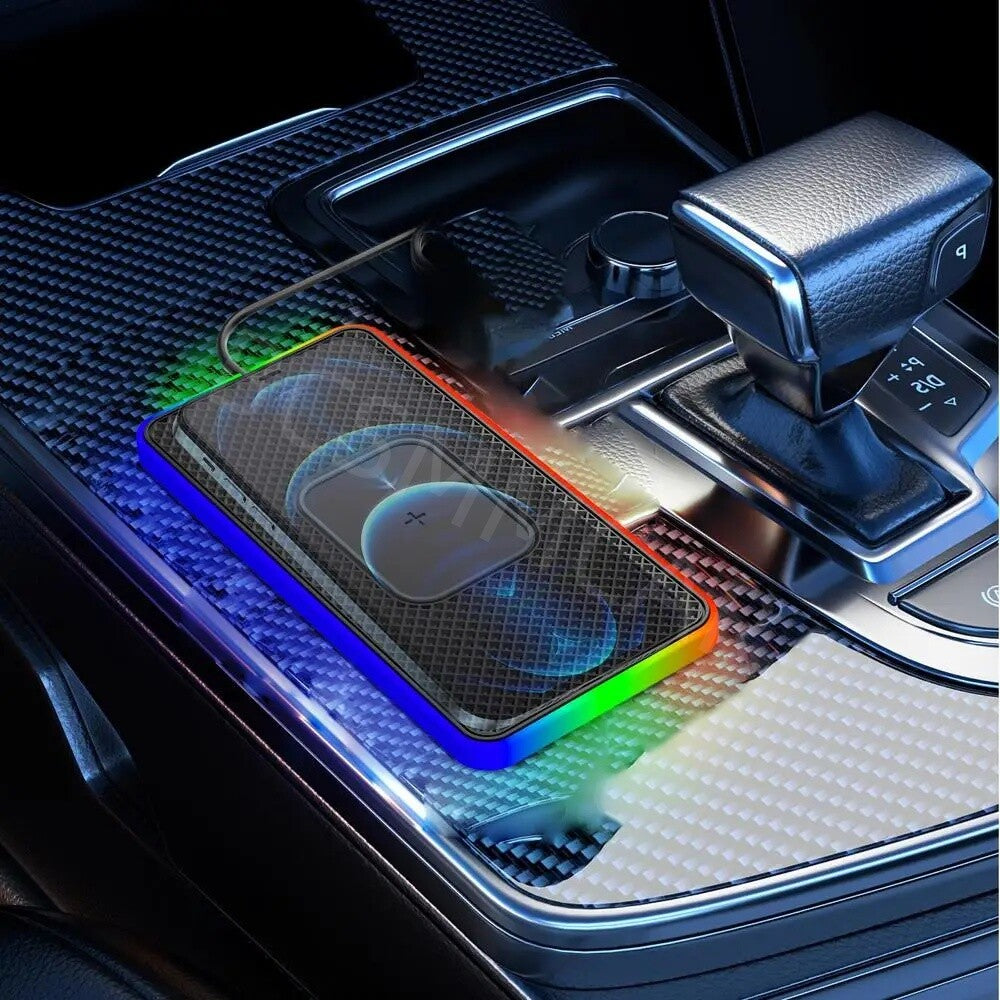 15W Wireless Fast Charging Dock Station Car for Charger Adapter Type C W/LED Light