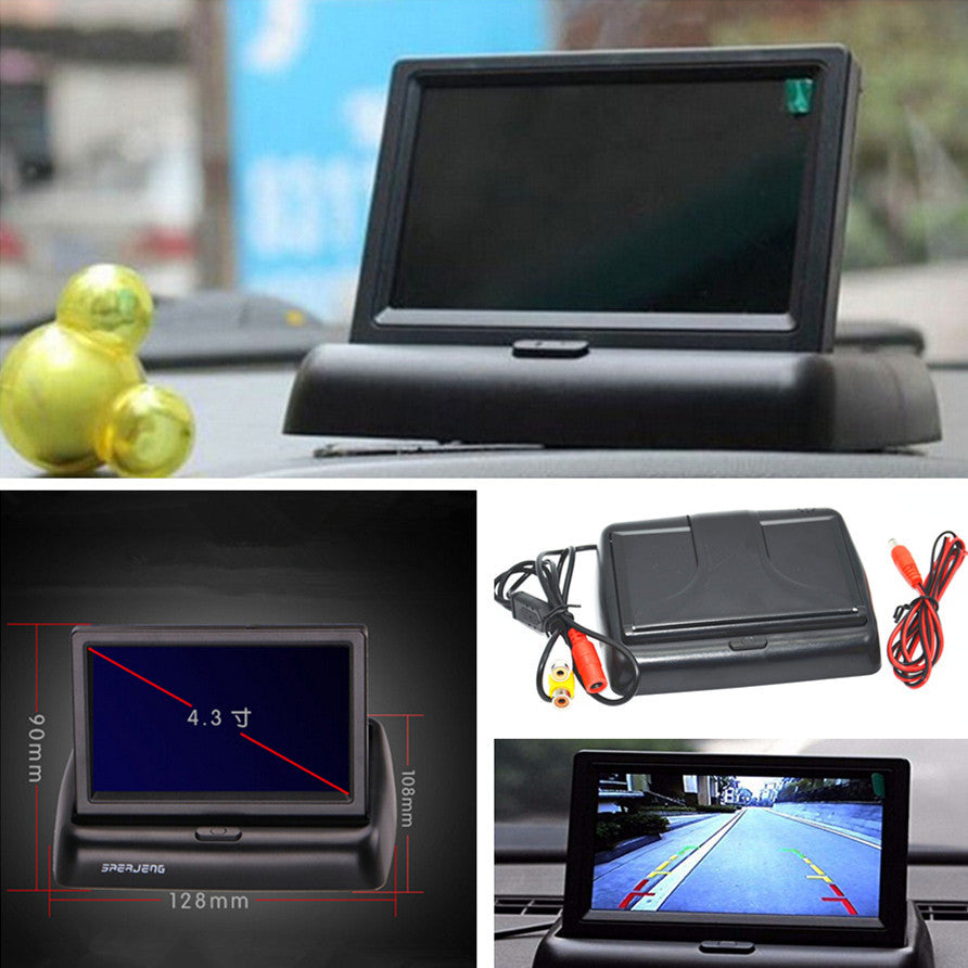 Car Reverse Rearview 4.3 Foldable Digital LCD Color Monitor Video Screen