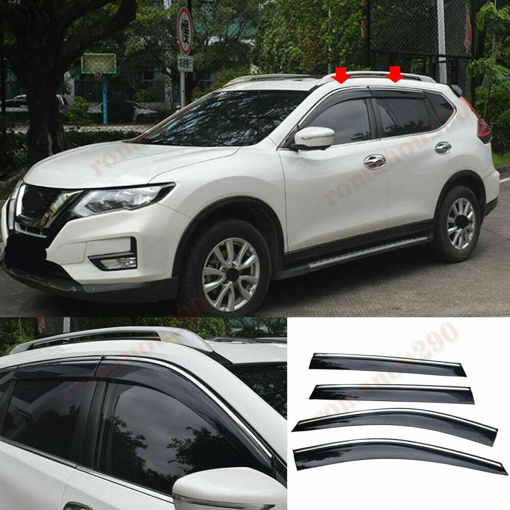 4P for Nissan Rogue 2017-2020 Smoky Black Window Sun Rain Guard Visor Vent Shade