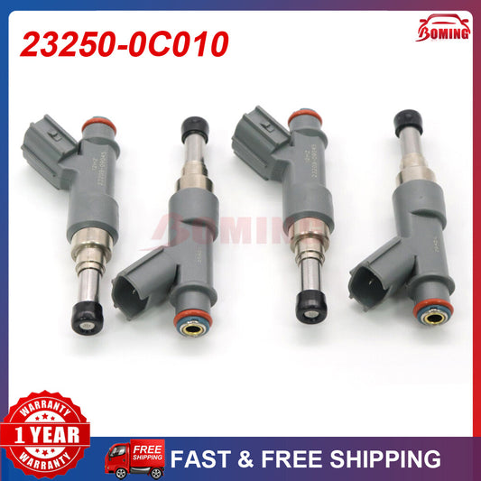4-pack of new 23250-0C010 fuel injectors suitable for 2005-16 for Toyota Tacoma and 2006-15 Hilux 2.7L.