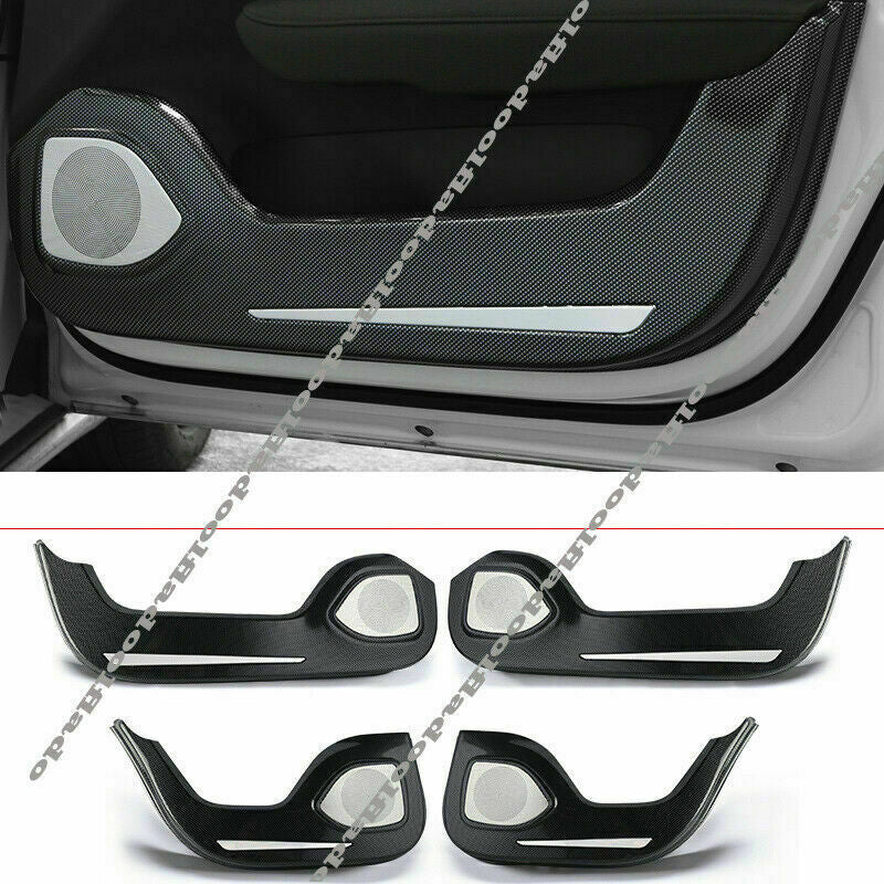 4X for Volvo S60 2019-2021 Carbon Fiber Interior Door Anti-Kick Panel Cover Trim
