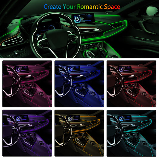 Car Indoor Atmosphere LED Light Strip Wire Lamp Pipe Decor Accessories 4M RGB