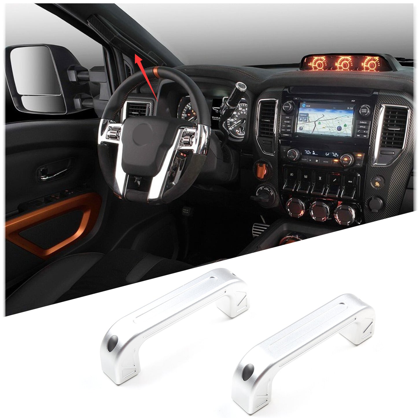 Front aluminum pillar door handle kit for Nissan Titan 2016 - 2023 (2 pieces)