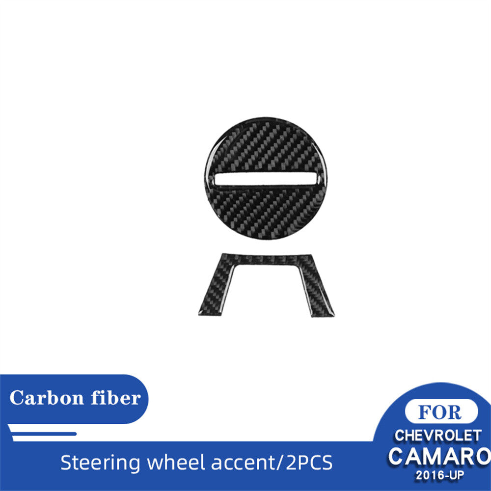 2¡ÁCarbon Fiber Steering Wheel Center Lower Trim for Chevrolet Camaro 2016-2023