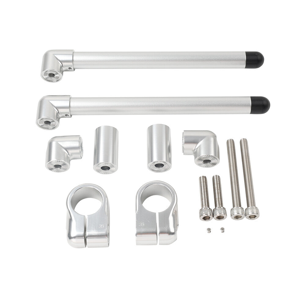 35MM Cafe Racer Bars 7/8 Universal Clip-On Handlebar Fork Tube Silver