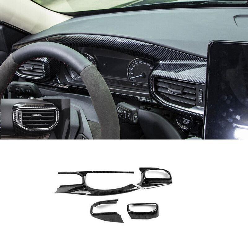 Car for Ford Explorer 20-22 4PC Carbon Fiber Central Console Dashboard Vent Trim